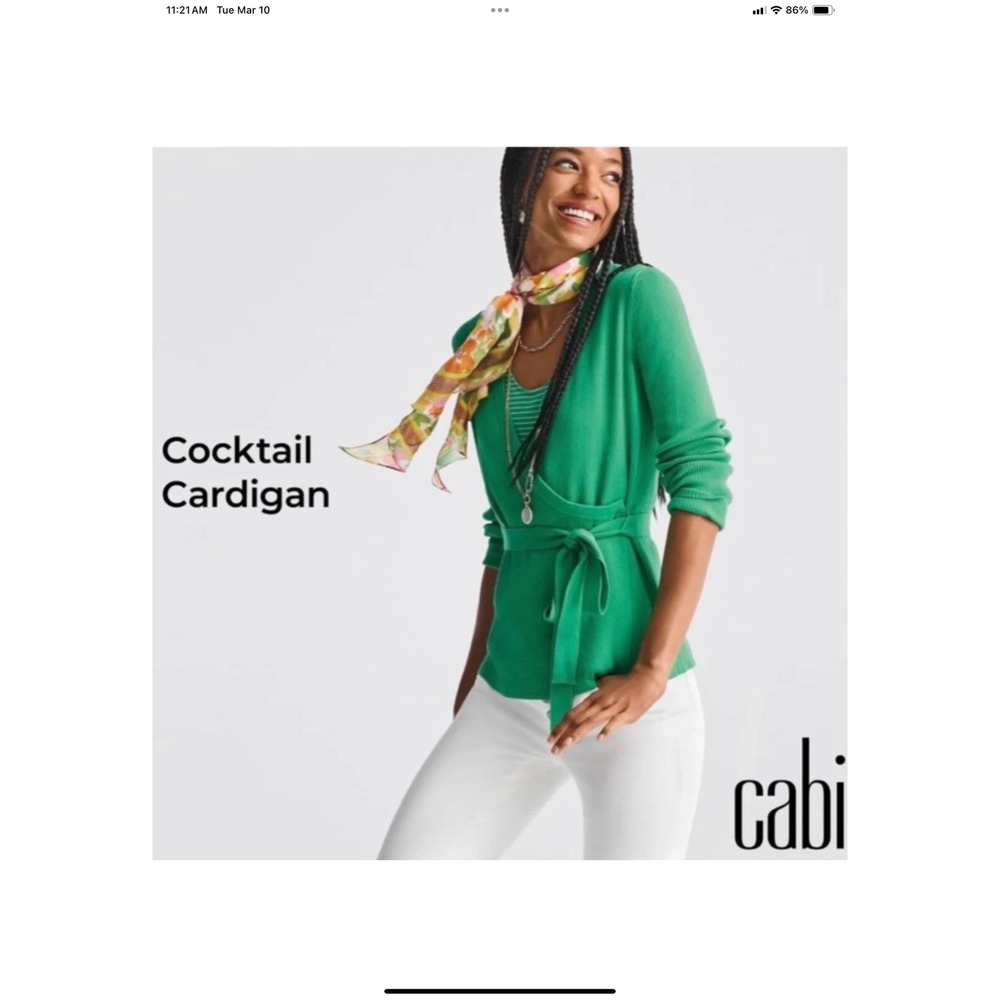 Cabi #6244 Green Vee Neck Cocktail Cardigan Sweater Sz XL